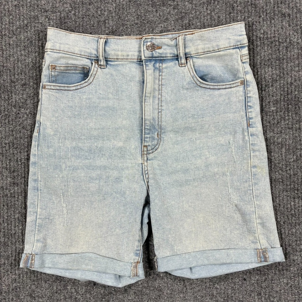 Ardene Bermuda High Rise Denim Shorts Womens 9 Light Wash Cuffed Casual